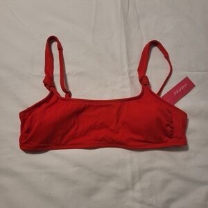 Xhilaration Juniors Ribbed Red Scoop Neck Bikini Top